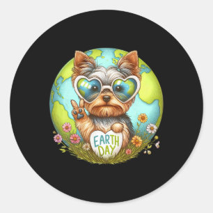 Pegatina Redonda Signo de paz mano Yorkshire Terrier Kids Mens Womm