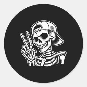 Pegatina Redonda Signo de paz manual retro Rótulo de mano de esquel