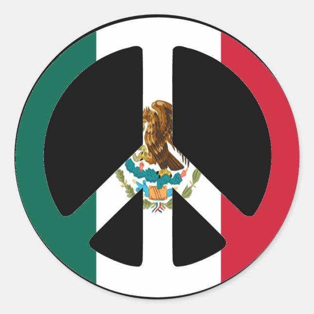 Pegatina Redonda Signo de paz México (Anverso)