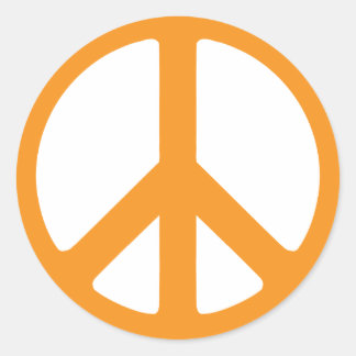 Pegatina Redonda Signo de Paz Naranja