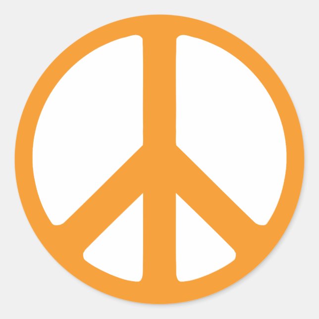 Pegatina Redonda Signo de Paz Naranja (Anverso)