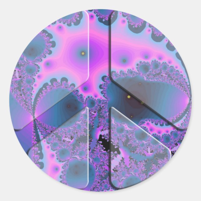 Pegatina Redonda signo de paz psicodélico (Anverso)