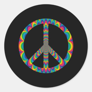 Pegatina Redonda Signo de paz psicodélico