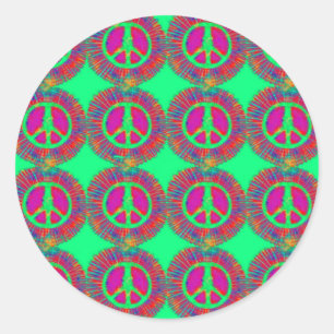 Pegatina Redonda Signo de paz psicodélico trippy Tie-Dye