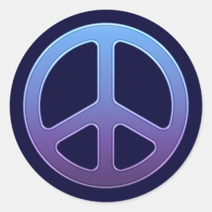 Pegatina Redonda Signo de paz púrpura