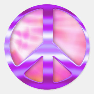 Pegatina Redonda Signo de paz púrpura de bonito