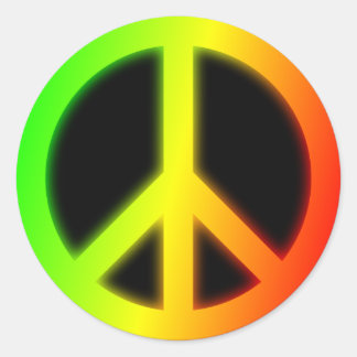 Pegatina Redonda Signo de paz rastafari