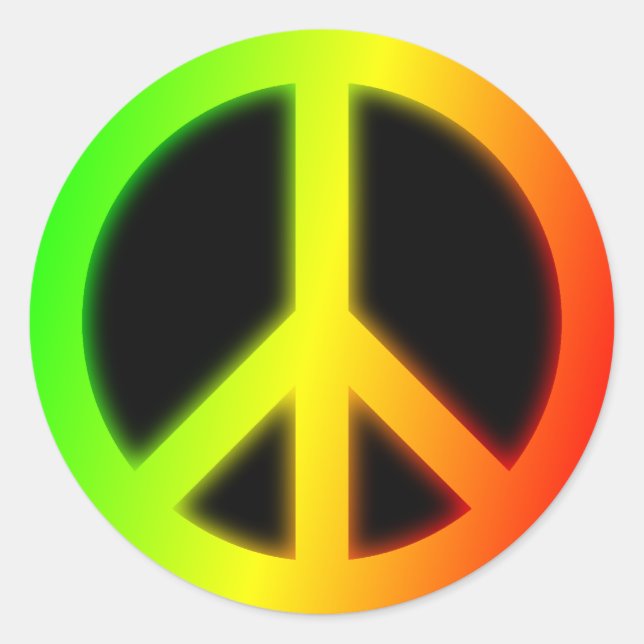 Pegatina Redonda Signo de paz rastafari (Anverso)