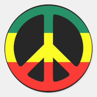 Pegatina Redonda Signo de paz rastafari