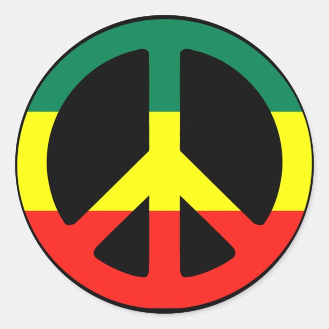 Pegatina Redonda Signo de paz rastafari (Anverso)