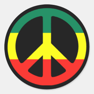 Pegatina Redonda Signo de paz rastafari