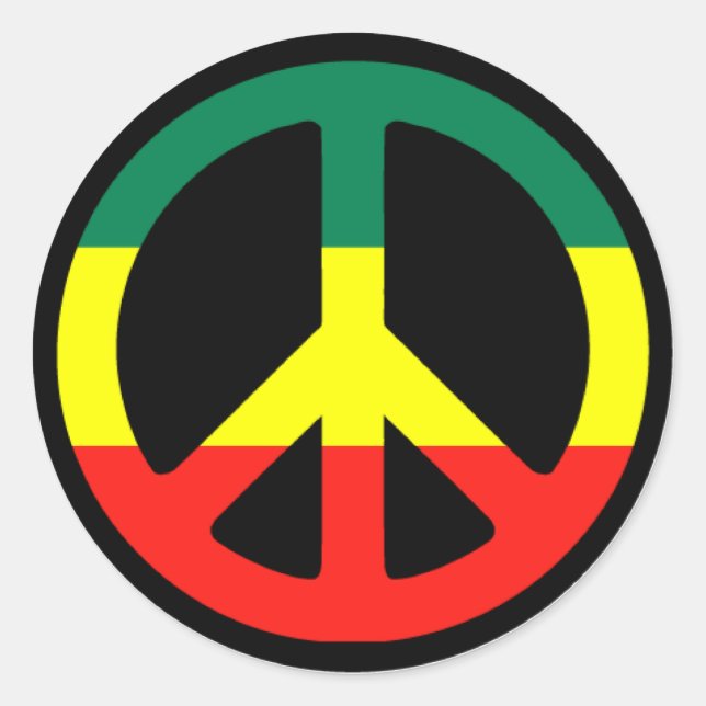 Pegatina Redonda Signo de paz rastafari (Anverso)