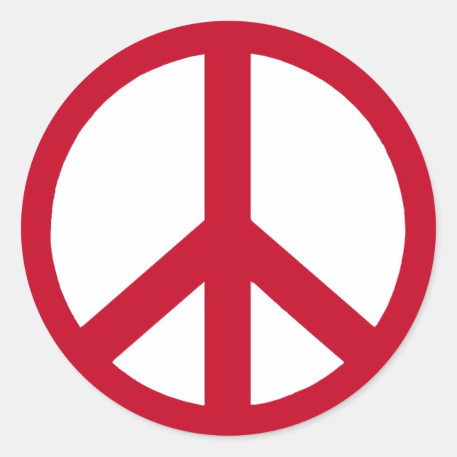 Pegatina Redonda Signo de paz roja (Anverso)