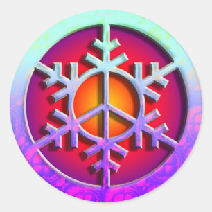 Pegatina Redonda Signo de paz Snowflake