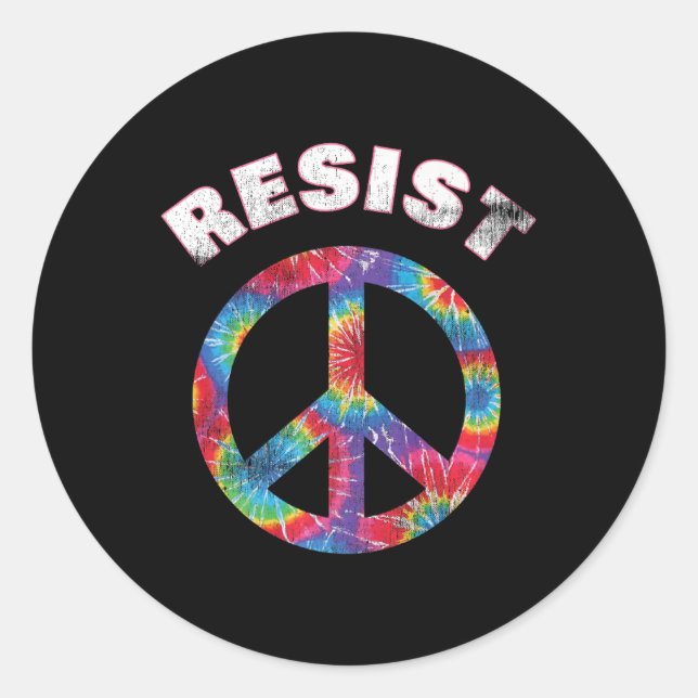 Pegatina Redonda Signo de paz sutil protesta pacífica resiste (Anverso)