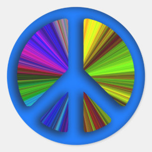 Pegatina Redonda Signo de paz trippy hippie