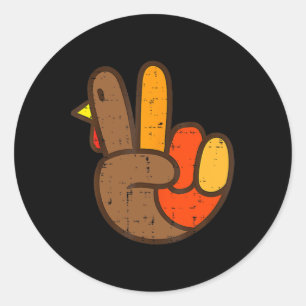 Pegatina Redonda Signo de paz Turquía dándole gracias a Guay Hippie