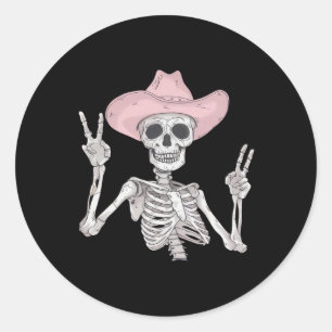 Pegatina Redonda Signo de paz Vaquero Gorra Halloween Mexicano Occi