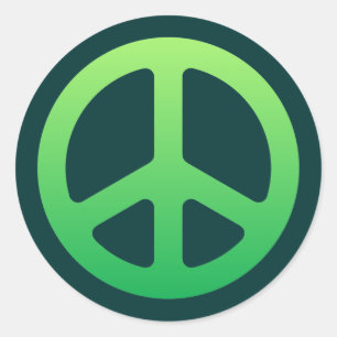 Pegatina Redonda Signo de paz verde