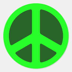 Pegatina Redonda Signo de paz verde