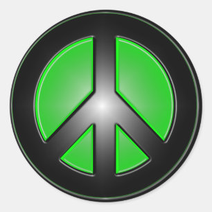Pegatina Redonda Signo de paz verde