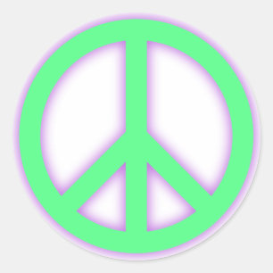 Pegatina Redonda Signo de paz verde