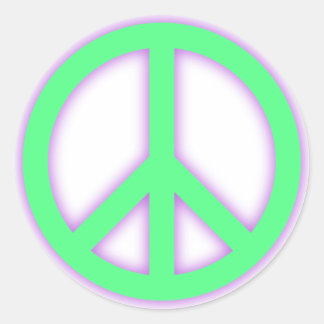 Pegatina Redonda Signo de paz verde
