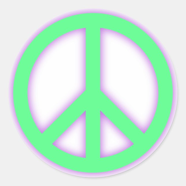 Pegatina Redonda Signo de paz verde (Anverso)