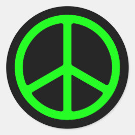 Pegatina Redonda Signo de paz verde brillante