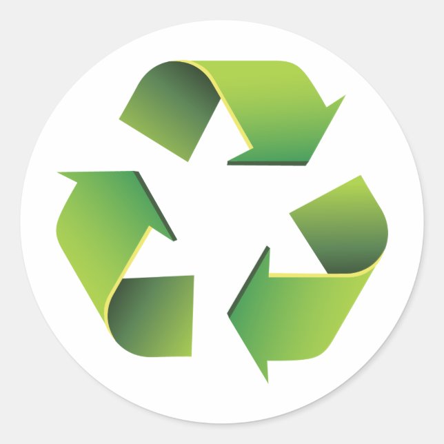 Pegatina Redonda Signo de reciclaje (Anverso)