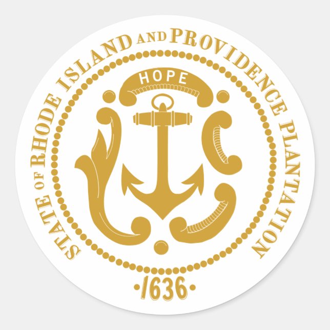 Pegatina Redonda Signo de Rhode Island (Anverso)