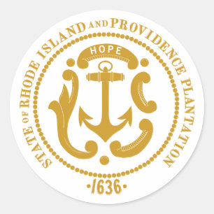 Pegatina Redonda Signo de Rhode Island