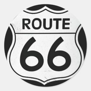 Pegatina Redonda Signo de ruta 66