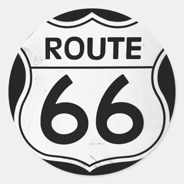 Pegatina Redonda Signo de ruta 66 (Anverso)