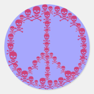Pegatina Redonda Signo de Skully Peace