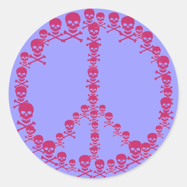 Pegatina Redonda Signo de Skully Peace (Anverso)