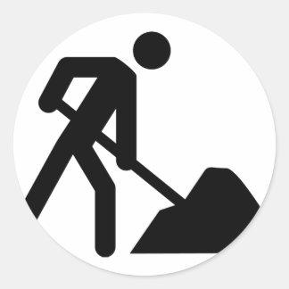 Pegatina Redonda signo de trabajador de construcción