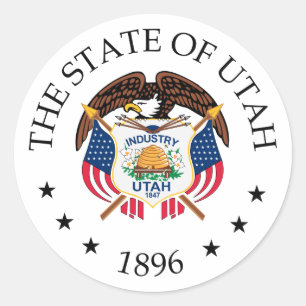 Pegatina Redonda Signo de Utah