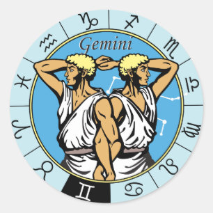 Pegatina Redonda signo de zodiaco astrológico gemini