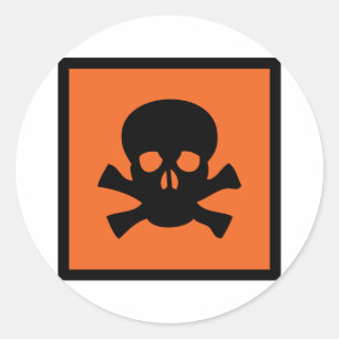Pegatina Redonda signo del cráneo químico