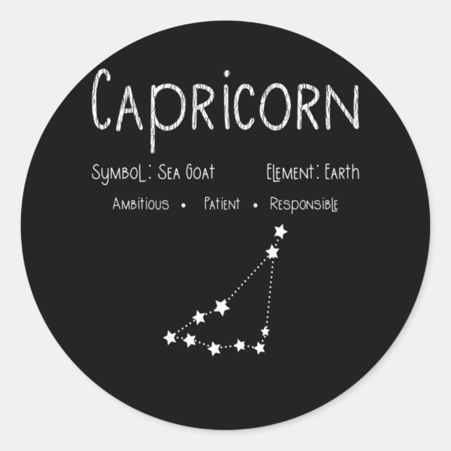 Pegatina Redonda Signo estrella de astrología de horoscopio Caprico (Anverso)