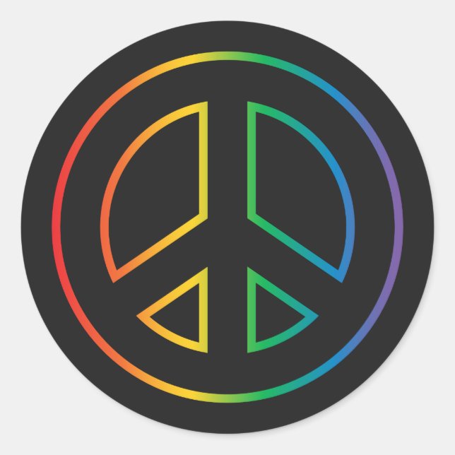 Pegatina Redonda Signo Neon Rainbow Peace (Anverso)