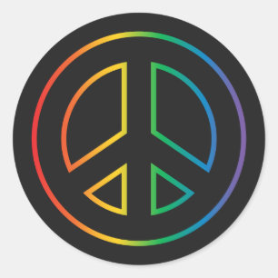 Pegatina Redonda Signo Neon Rainbow Peace