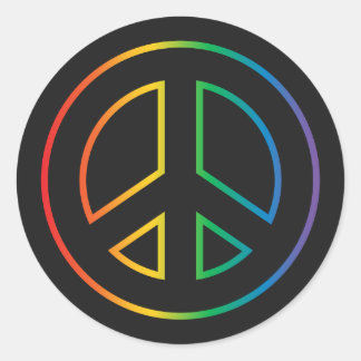 Pegatina Redonda Signo Neon Rainbow Peace