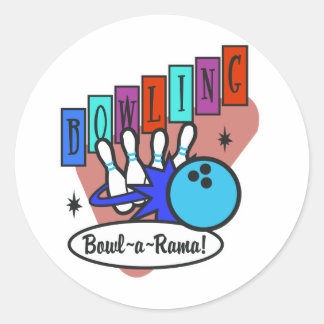 Pegatina Redonda signo retro bowl-a-rama