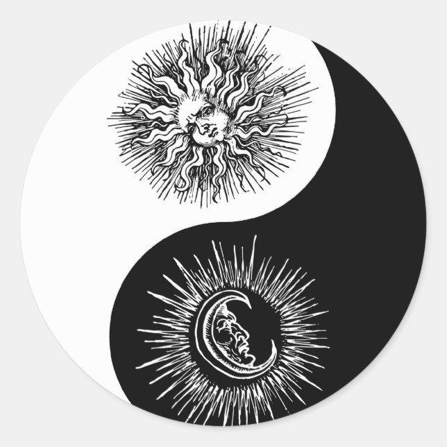 Pegatina Redonda Signo Yin and yang - Sun vs Moon (Anverso)