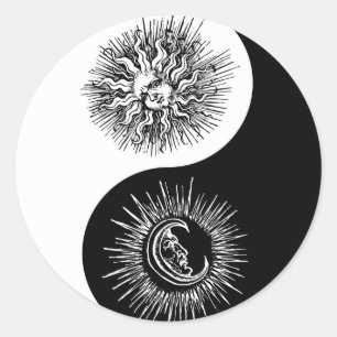 Pegatina Redonda Signo Yin and yang - Sun vs Moon
