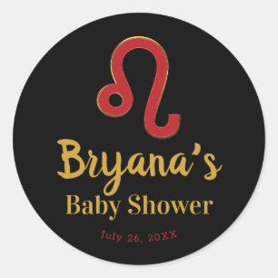Pegatina Redonda Signo zodiacal LEO julio agosto Baby Shower astrol