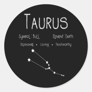 Pegatina Redonda Signo zodiacal Tauro Constelación Regalo de astrol