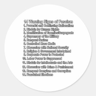Pegatina Redonda Signos De Aviso De Fascismo Contra Trump Se Oponen